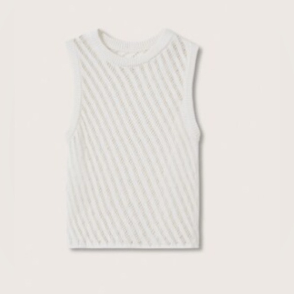 Mango White Ribbed Muscle Tee - Picture 2 of 6